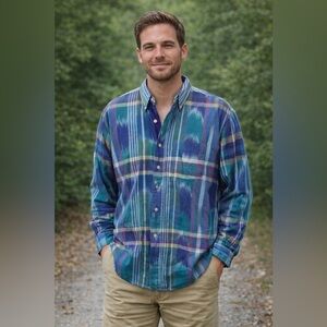 640 Vintage Colours by Alexander Julien Button Down Long Sleeve Size Large
